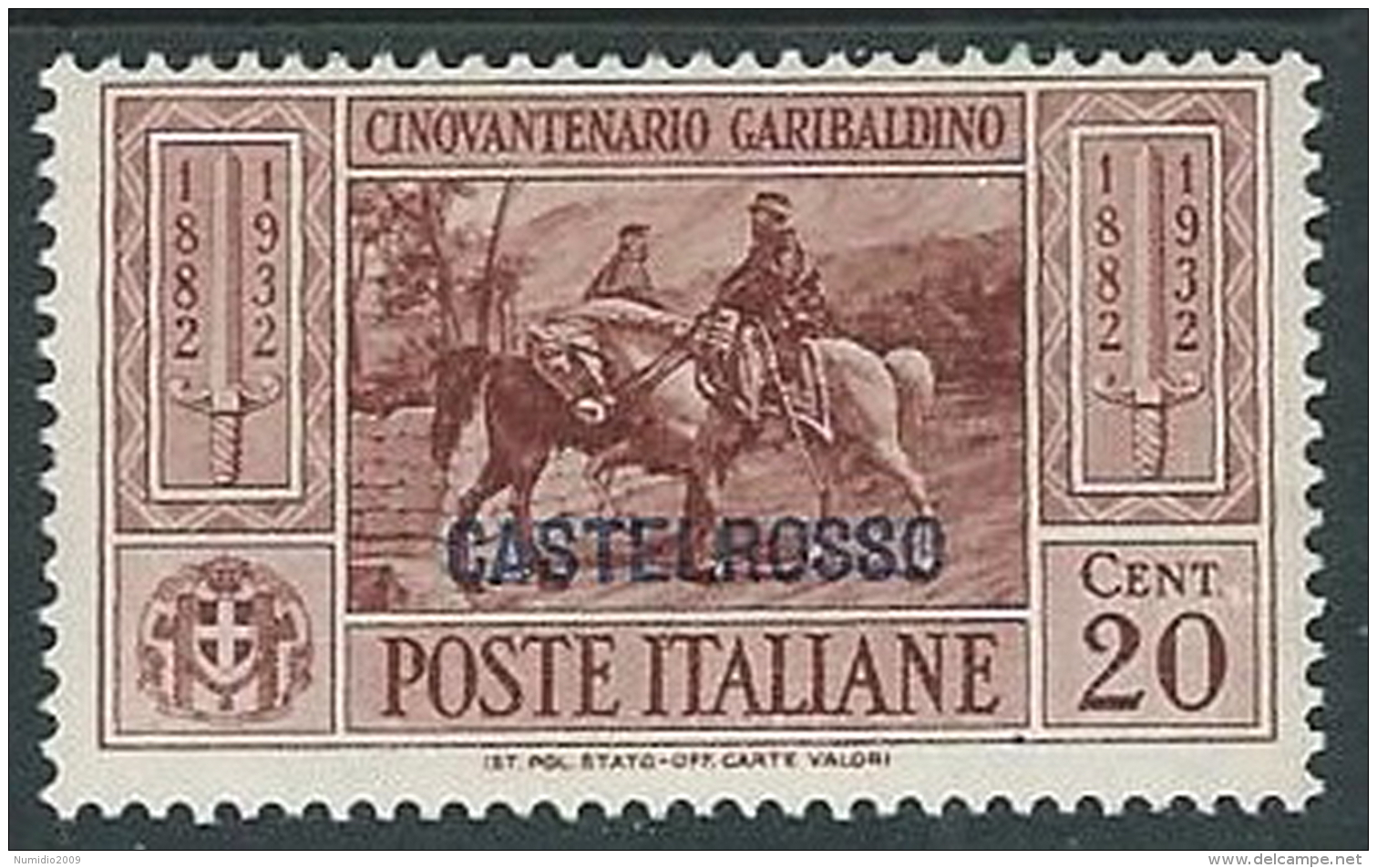 1932 CASTELROSSO GARIBALDI 20 CENT MH * - K122 - Castelrosso