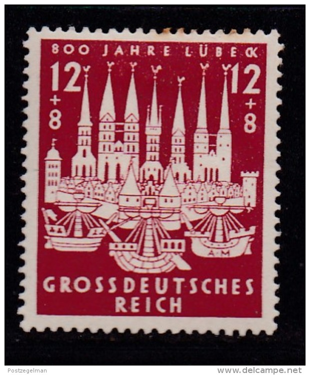 DEUTSCHES REICH, 1943, Hinged Unused Stamp(s), Luebeck, MI 862, #16185 , - Unused Stamps