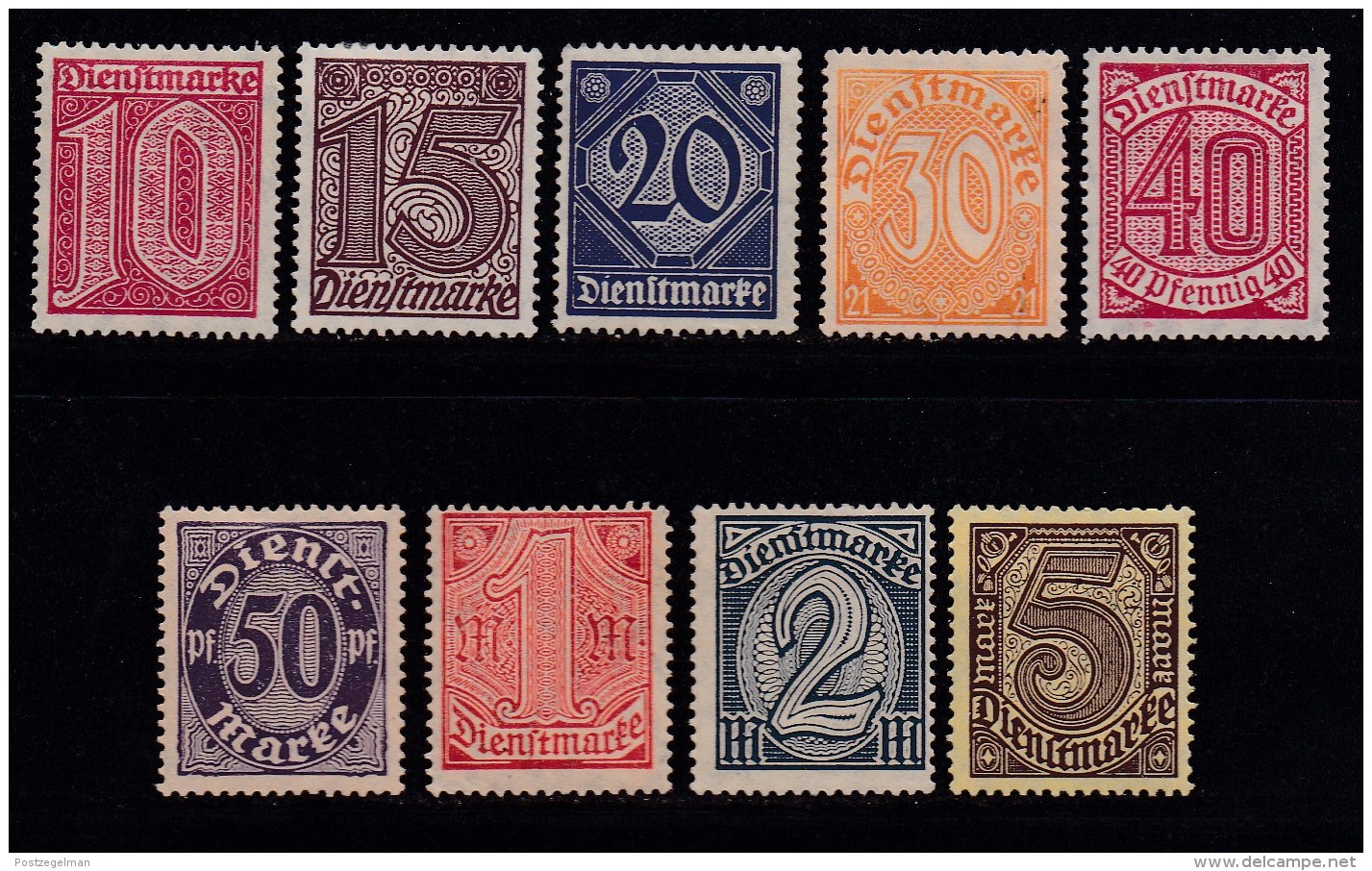 DEUTSCHES REICH, 1920, Hinged Unused Stamp(s), Dienstmarken MI D23=D33,#16215 , - Unused Stamps