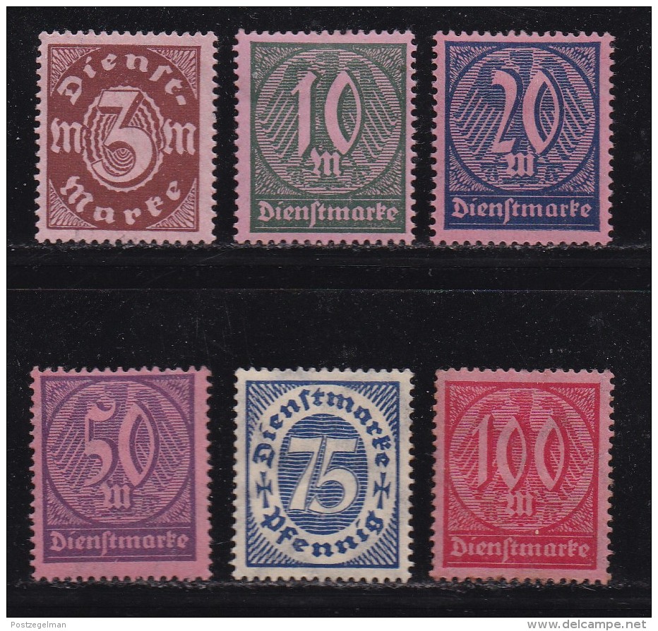 DEUTSCHES REICH, 1922, Hinged (no Glue) Unused Stamp(s), Dienstmarken MI D67=D74, #16220 , - Unused Stamps