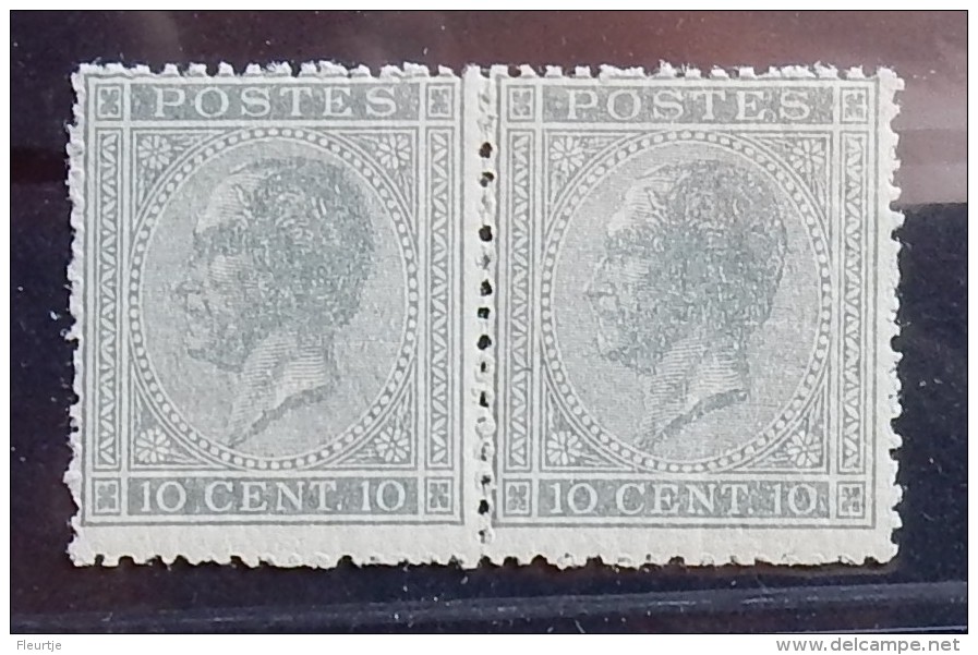 1865 LUXE  10c COB 17** In Paar Met Varieteit Vlek Op E, Vlek Nabij Oog, Met Certificaat - Non Classés