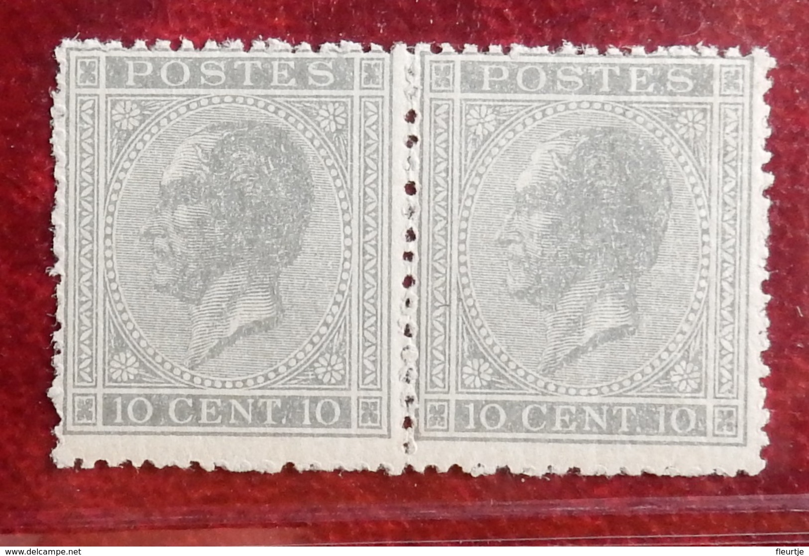 1865 LUXE  10c COB 17** In Paar Met Varieteit Vlek Op E, Vlek Nabij Oog, Met Certificaat - Zonder Classificatie