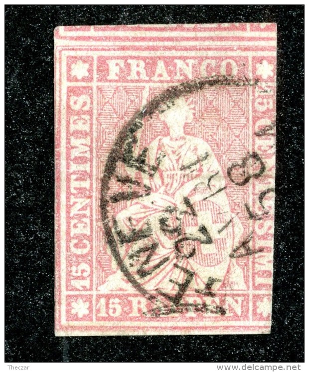 10044  Switzerland 1856-57 Zumstein #24D  (o)  Michel #15 IIByp - Usados