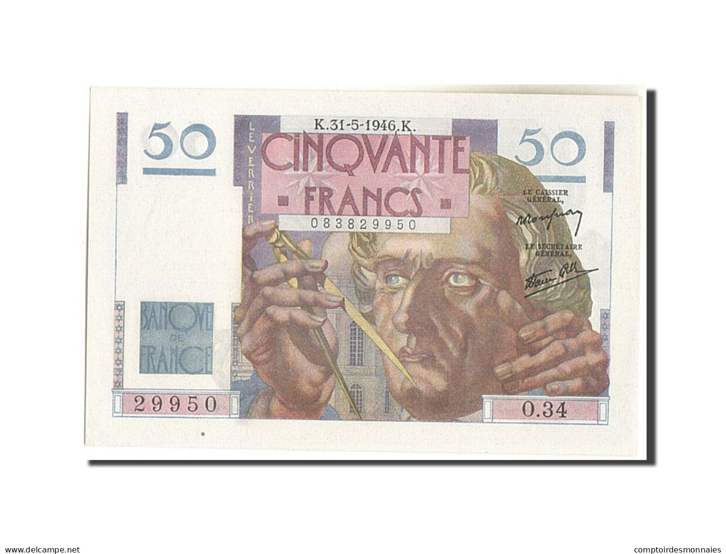 Billet, France, 50 Francs, 50 F 1946-1951 ''Le Verrier'', 1946, 1946-05-31 - 50 F 1946-1951 ''Le Verrier''