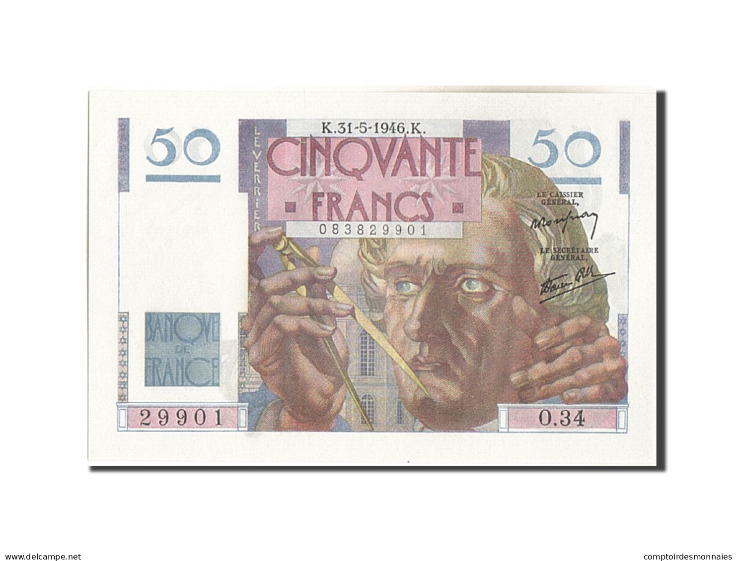 Billet, France, 50 Francs, 50 F 1946-1951 ''Le Verrier'', 1946, 1946-05-31 - 50 F 1946-1951 ''Le Verrier''