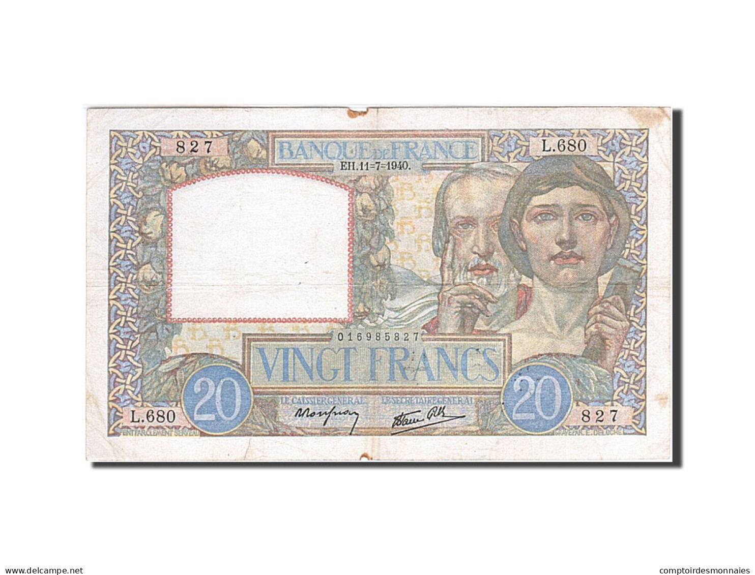 Billet, France, 20 Francs, 1940, 1940-07-11, TTB, Fayette:12.04, KM:92a - 20 F 1939-1942 ''Science Et Travail''