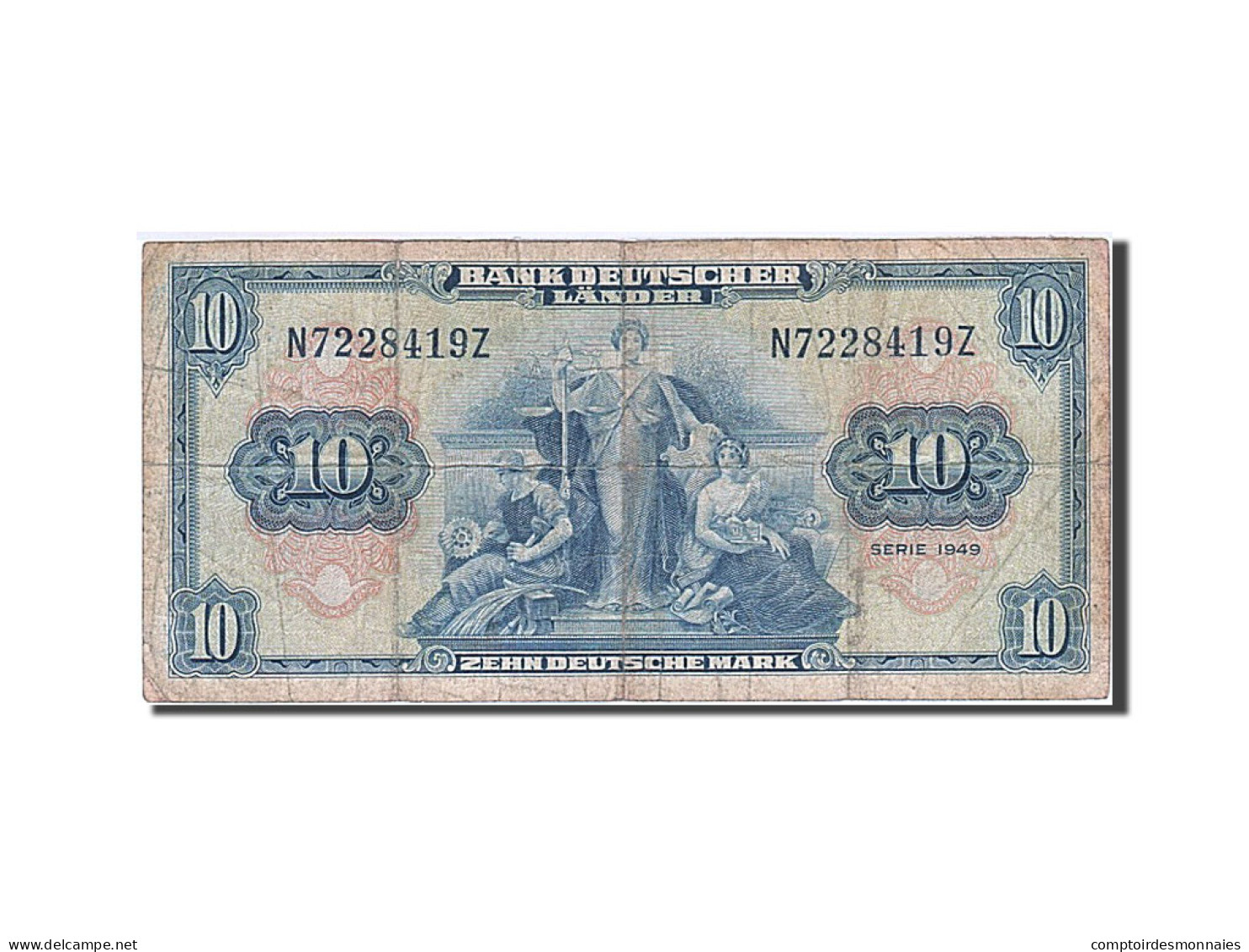 Billet, République Fédérale Allemande, 10 Deutsche Mark, 1949, 1949-08-22 - 10 Deutsche Mark