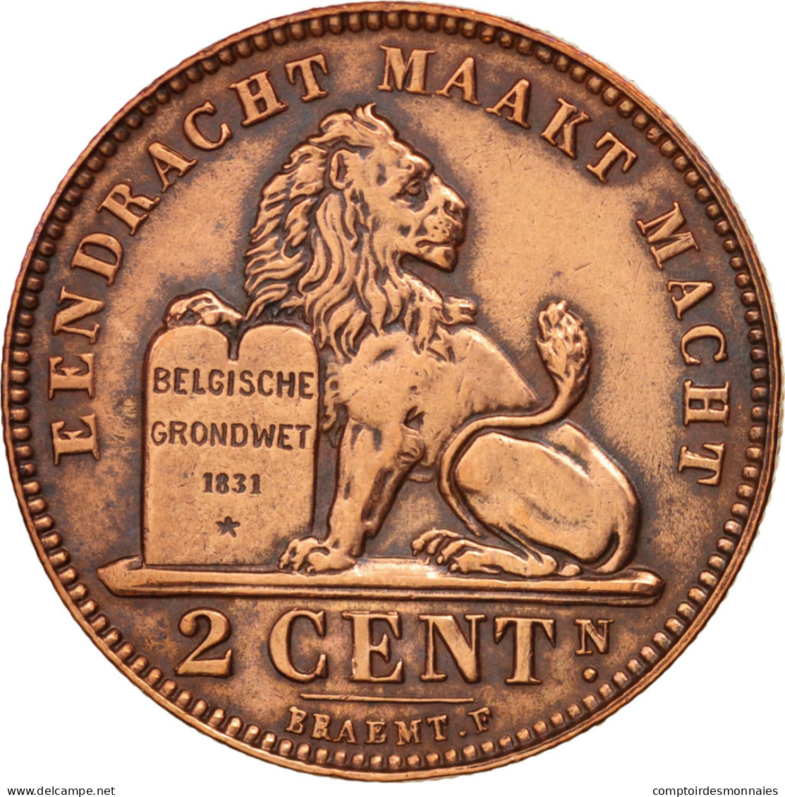 Monnaie, Belgique, 2 Centimes, 1909, TTB+, Cuivre, KM:36 - 2 Centimes