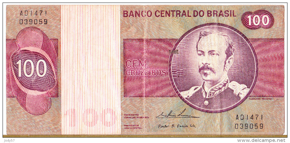 BANCONOTA CEM 100 CRUZEiROS - BANCO CENTRAL DO BRASIL- FLORIAND PEIZOTO - Brésil