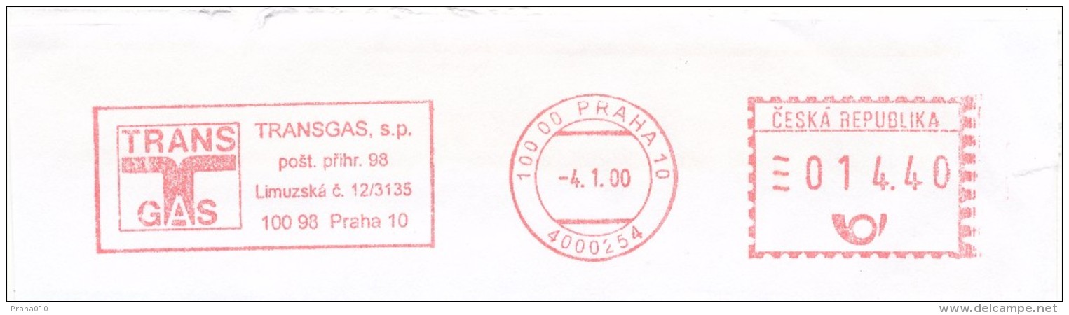 K7623 - Czech Rep. (2000) 100 00 Praha 10: TRANSGAS (logo) State Company (gas Transmission, Pipeline Management) - Gas