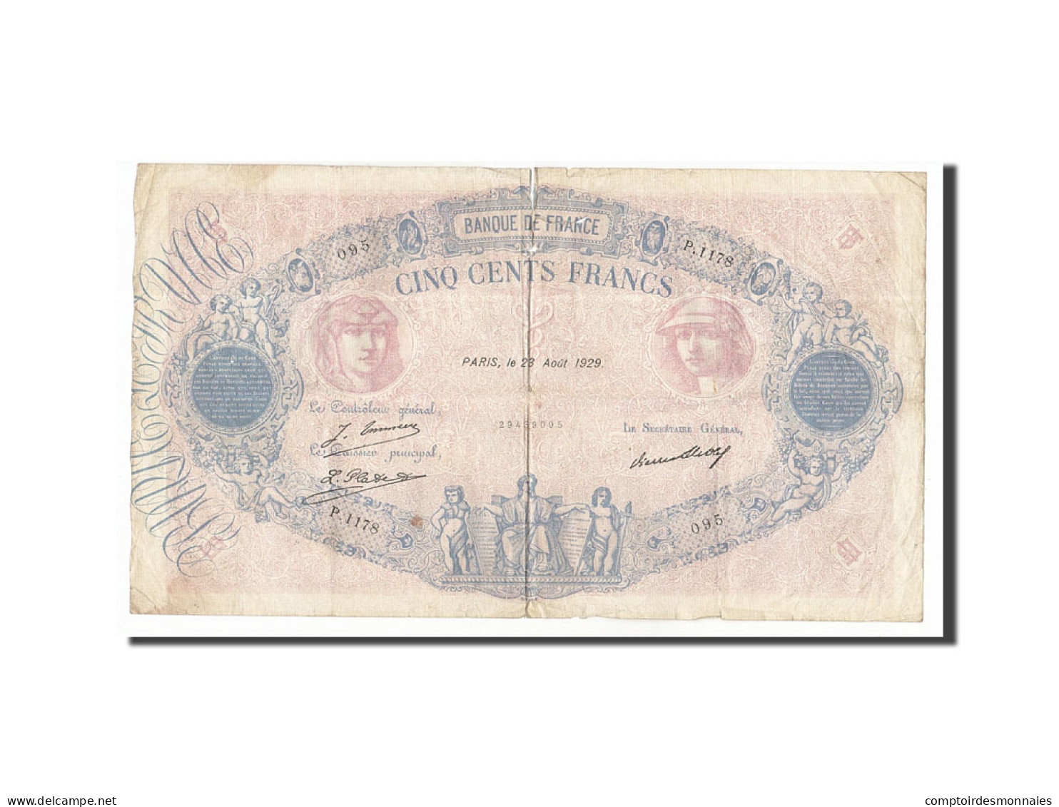 Billet, France, 500 Francs, 1929, 1929-08-23, TB, Fayette:30.32, KM:66k - 500 F 1888-1940 ''Bleu Et Rose''