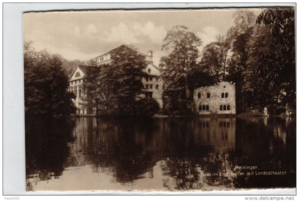 Meiningen - Teich Im Englischen Garten Mit Landestheater - Meiningen