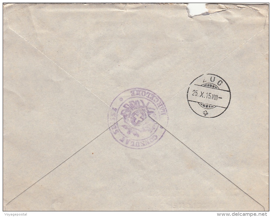 Lettre Consulat Suisse Barcelone Pour La Suisse >> Cachet Au Dos 1915 - Briefe U. Dokumente