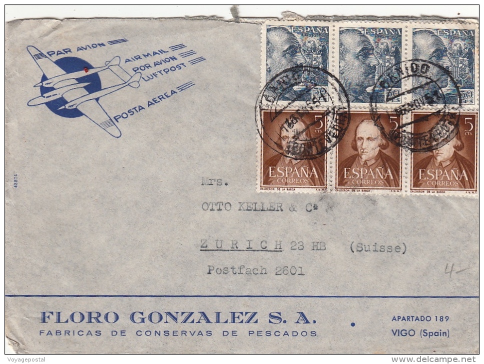 Lettre Vigo Pour La Suisse 1951 - Covers & Documents