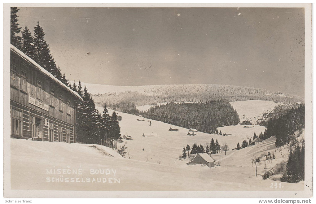 AK Baude Schüsselbaude Misecna Bouda Winter Spindlermühle Misecky Harrachsdorf Schüsselbauden Witkowitz Riesengebirge - Sudeten