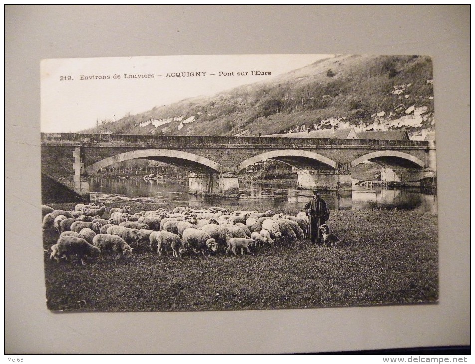 A379. CPA. 27. ACQUIGNY. Pont Sur L'Eure.  Beau Plan Animé. Non Ecrite - Acquigny