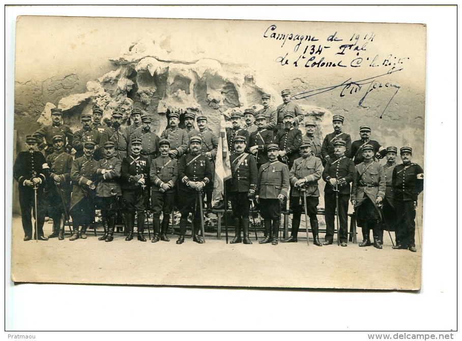 THMS MILITARIA  Royat, Groupe Officiers Du 134 ème RI,carte écrite,signée Par Le Colonel Commandant Le Régiment. 3 Scans - Royat