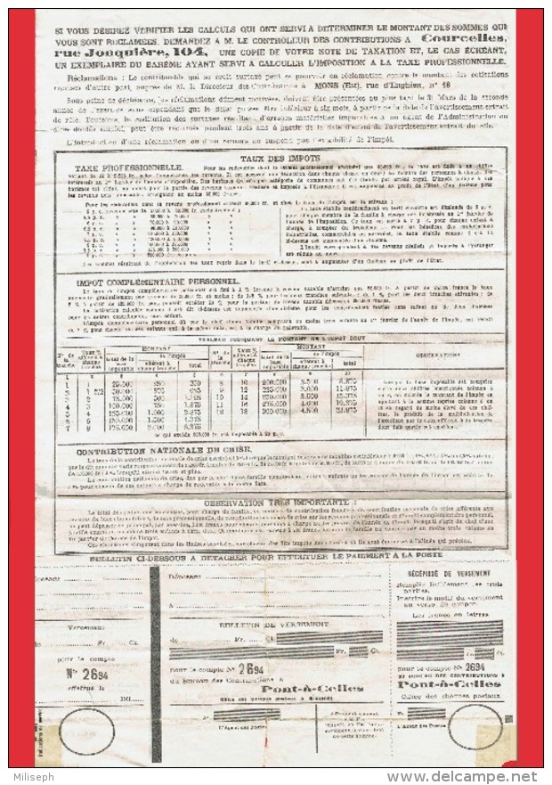 Avertissement-extrait Du Rôle - Ministère Des Finances - Receveur Mr BARVAUX Pont-à-Celles - 1939 - 1941          (4158) - Gebührenstempel, Impoststempel