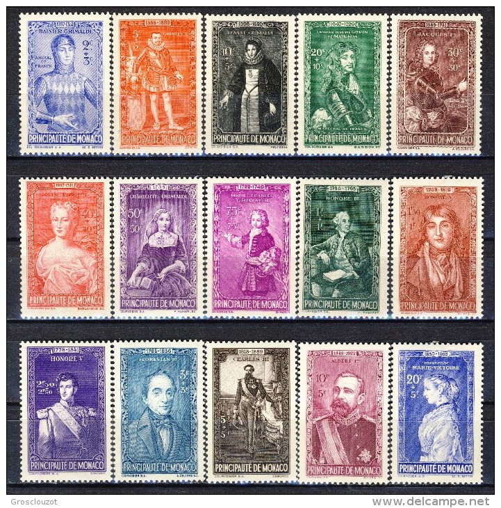 Monaco 1942 Serie N. 234-248 Principi E Principesse MLH Catalogo € 27 - Nuovi