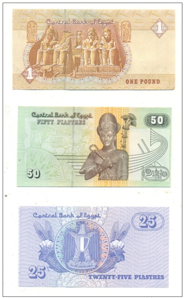 EGYPT  - 25 P + 50 P + 1 POUND - UNC - Egypte