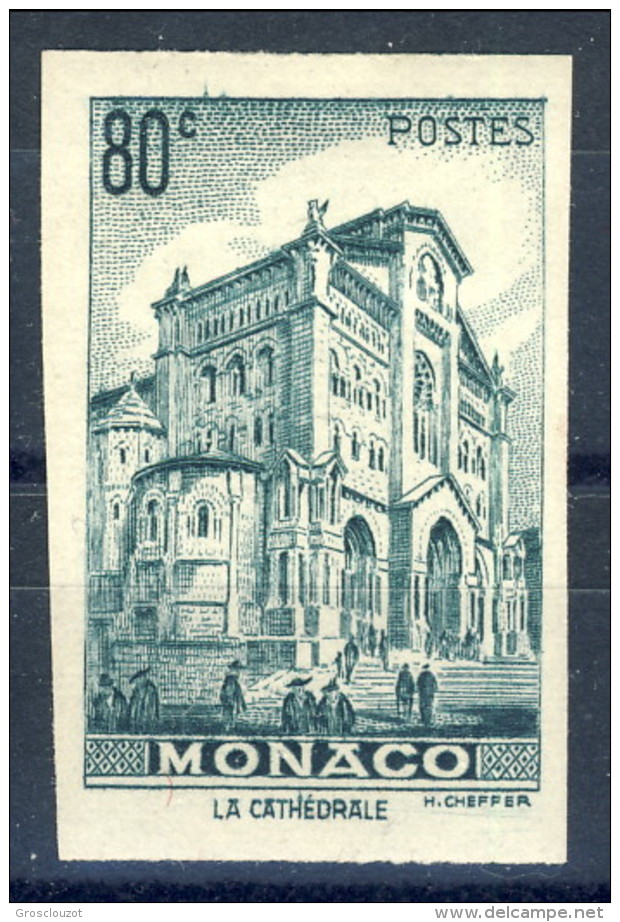 Monaco 1943 N. 255 C. 80 Verde-azzurro MNH NON DENTELLATO Catalogo € 20,50 - Nuovi