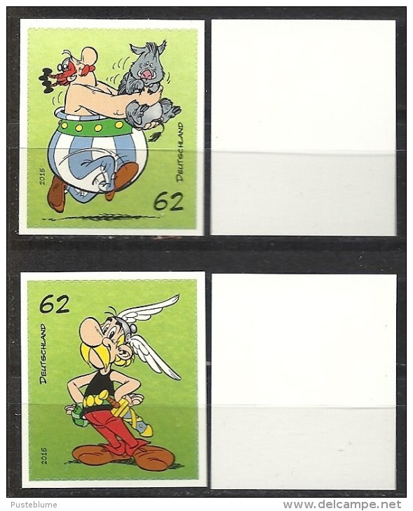 Deutschland / Germany / Allemagne 2015 3178/79 ** Asterix/Obelix Selbstklebend (01 09.2015) Weiße Rückseite - Nuovi