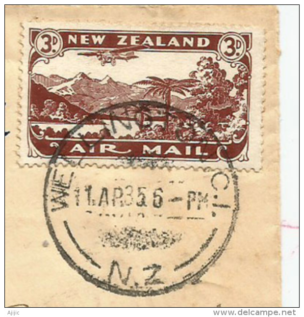 PREMIER VOL  Entre Gisborne & Napier 16 Avril 1935, Avec Escale à Wellington (timbre Poste Aérienne Nr 1) Forte Côte - Corréo Aéreo