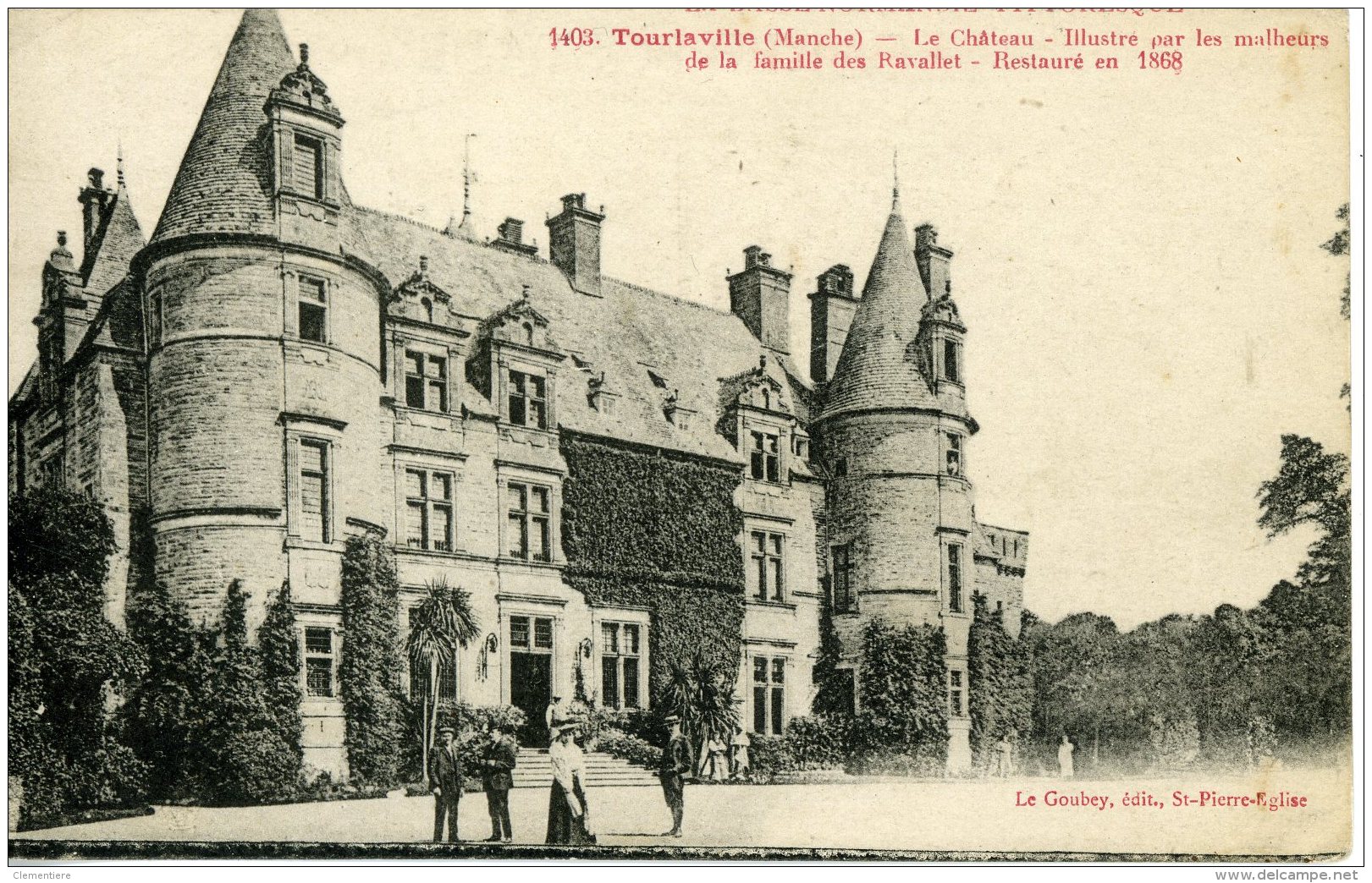 Cachet Du 1er D´Infanterie Coloniale De Cherbourg Et Du Centre D'entrainement De Fermanville Sur Carte Du Chateau De Tou - Cachets Militaires A Partir De 1900 (hors Guerres)