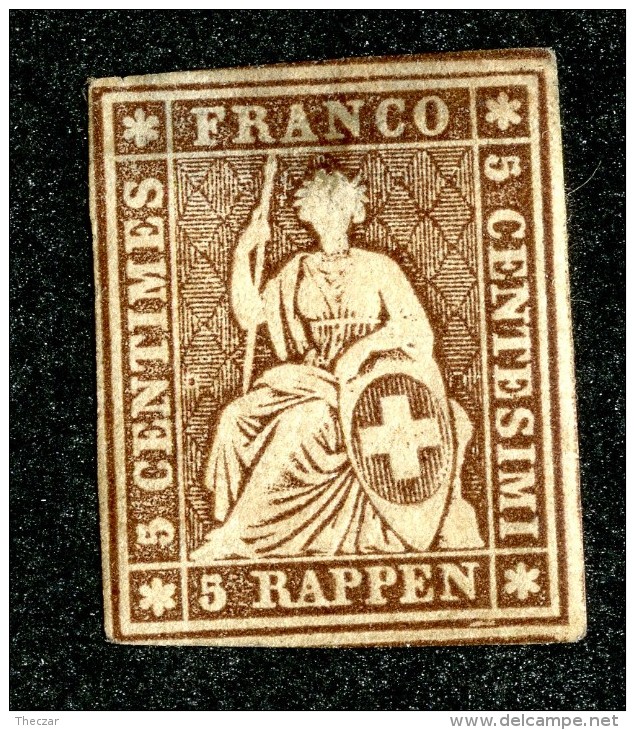 10061  Switzerland 1862 Zumstein #22G  (*)  Michel #13 IIBym - Unused Stamps