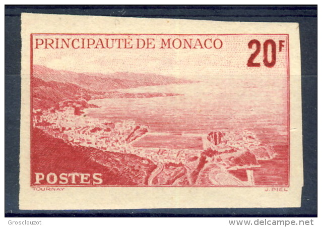 Monaco 1948 - 49  N. 312 F. 20 Rosa-carminio MNH NON DENTELLATO Catalogo € 31,80 - Nuovi