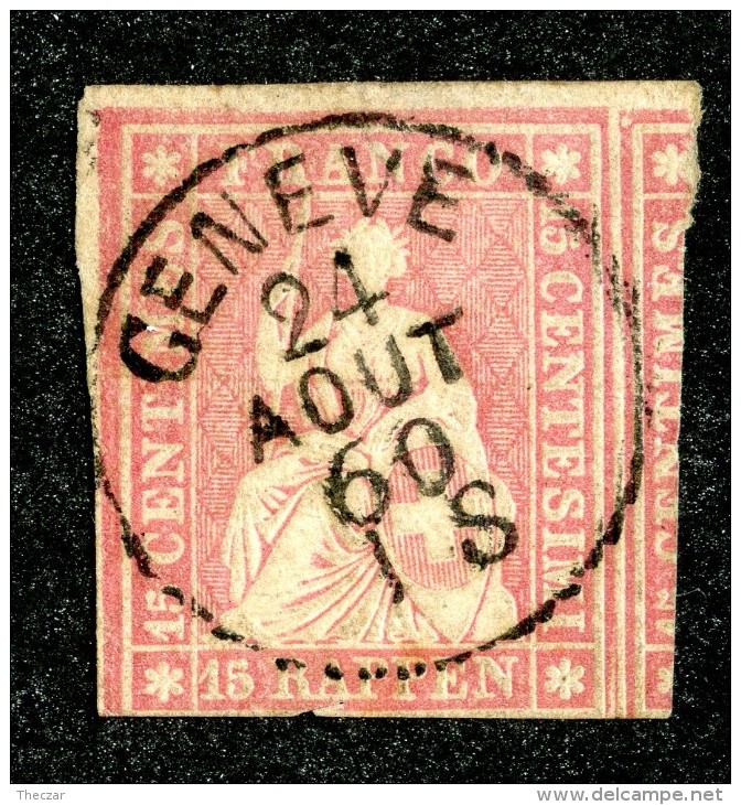 10075  Switzerland 1862 Zumstein #24G  (o)  Michel #15 IIBym - Gebraucht