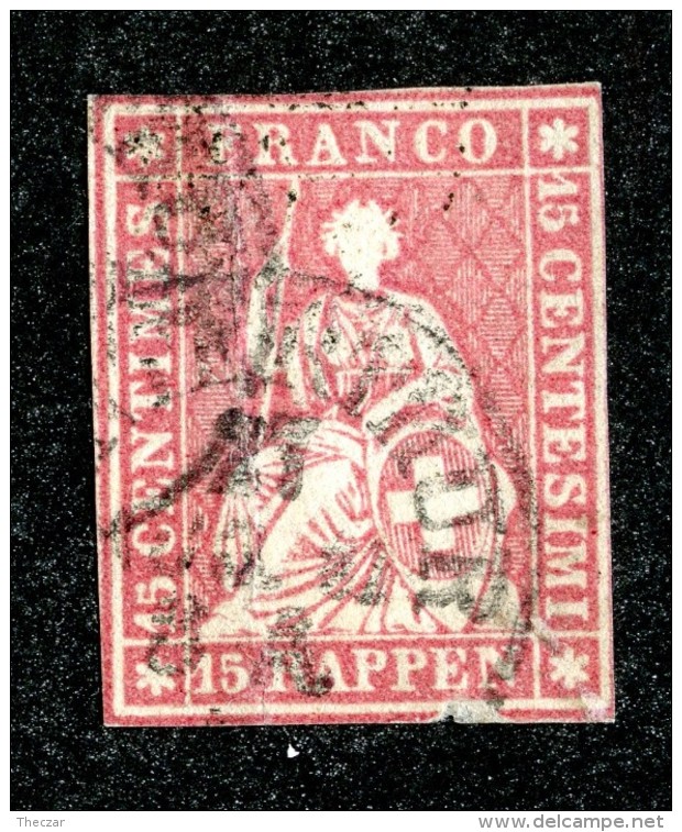 10076  Switzerland 1862 Zumstein #24G  (o)  Michel #15 IIBym - Gebraucht