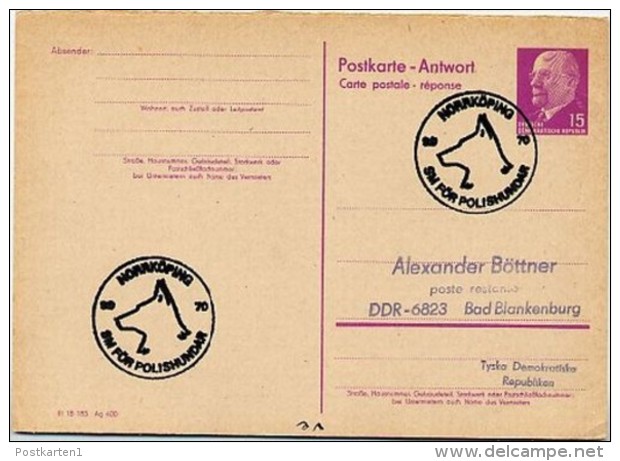 POLICE DOG NORRKÖPING  1970  On East German Postal Card P 74 A - Andere & Zonder Classificatie