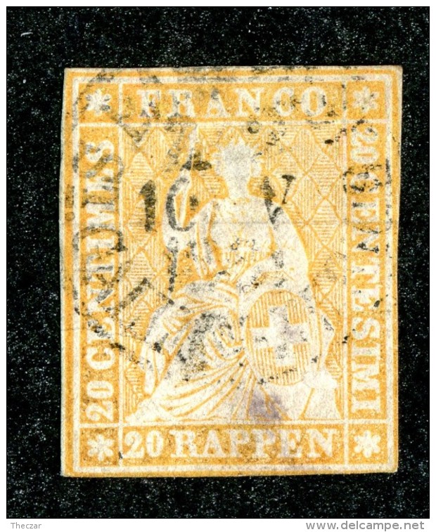 10080  Switzerland 1858-62 Zumstein #25G  (o)  Michel #16 IIBym - Gebraucht