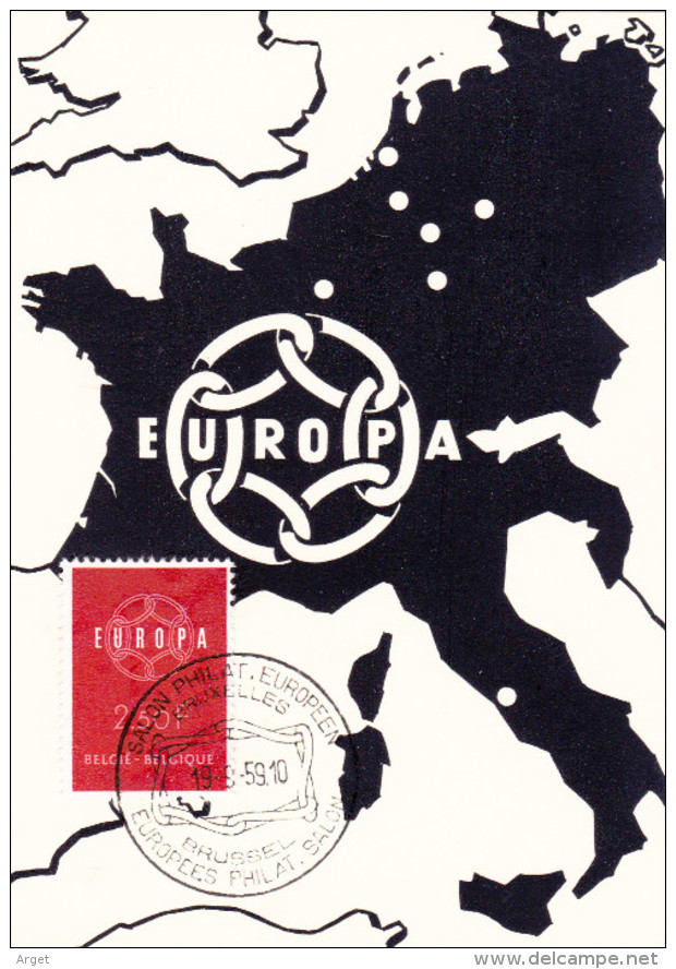 Carte-Maximum BELGIQUE  N° Yvert 1111 (EUROPA) Obl Sp Ill 1er Jour - 1951-1960