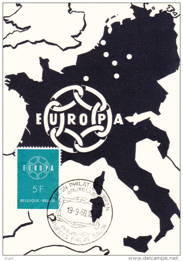 Carte-Maximum BELGIQUE  N° Yvert  1112 (EUROPA) Obl Sp Ill 1er Jour - 1951-1960
