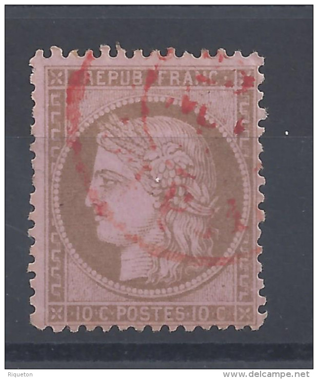 FR - 1873 - N° 58d - OBLITERE FOND LIGNE - CACHET ROUGE DES IMPRIMES - TB - - 1871-1875 Ceres