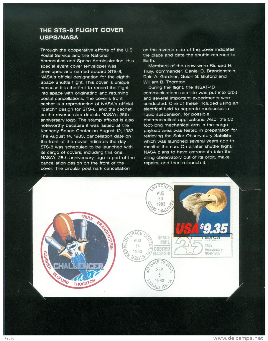 United States 1983 The STS-8 Flight Cover USPS/NASA - United States