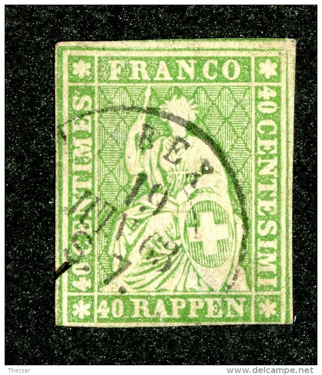 10088  Switzerland 1858-62 Zumstein #26G  (o)  Michel #17 IIBym - Gebraucht