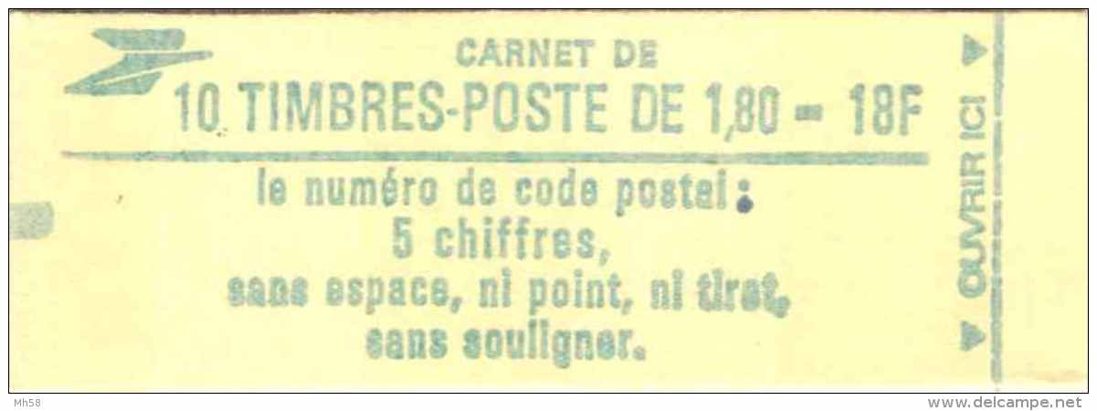 FRANCE - Carnet 1f80 Liberté Vert - N° Y&amp;T 2375 C1 Ou N° Maury 457 - Confectionneuse 6, Date 6.10.9.85 Partielle - Autres & Non Classés