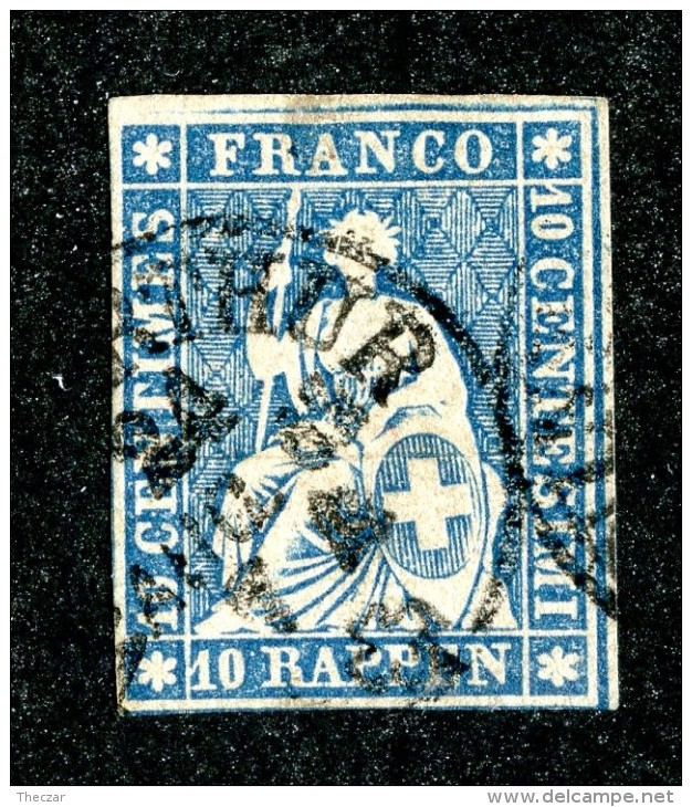 10097  Switzerland 1857 Zumstein #23G  (o)  Michel #14 IIBym - Gebraucht