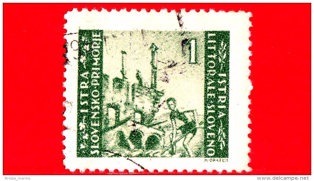 ITALIA - Usato - Occupazioni - 1946 - ISTRIA - Litorale Sloveno Con Colori Cambiati - Ricostruzione - 1 L. - Occup. Iugoslava: Istria