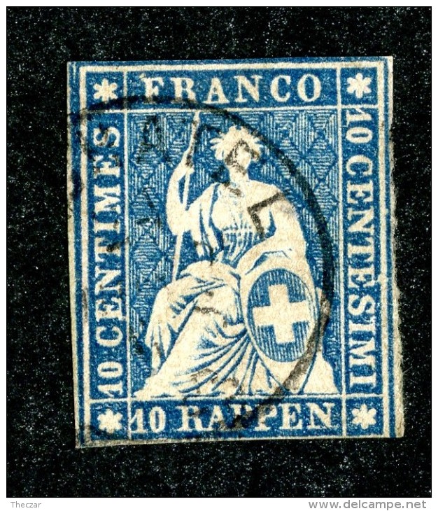 10105  Switzerland 1857 Zumstein #23G (o)  Michel #14 IIBym - Gebraucht