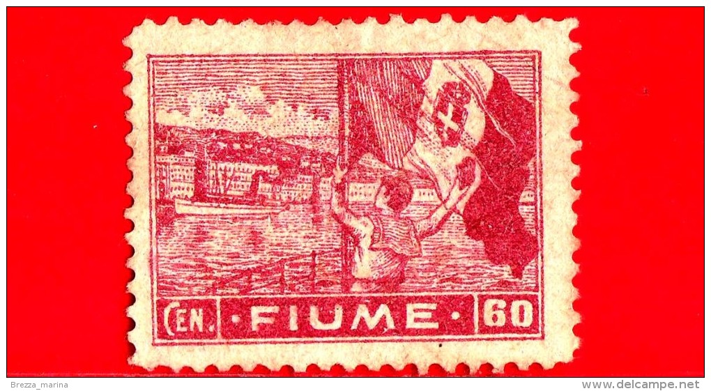 ITALIA - Nuovo  - Occupazione - FIUME - 1919 - Soggetti Vari, Scritta FIUME - Porto Di Fiume E Bandiera Del Regno - 60 C - Fiume & Kupa