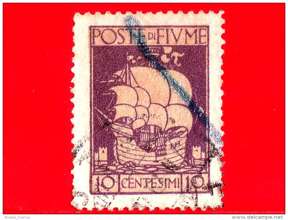 ITALIA - Usato - Occupazione - FIUME - 1923 - San Vito - Galea Veneziana - 10 C. - Fiume & Kupa