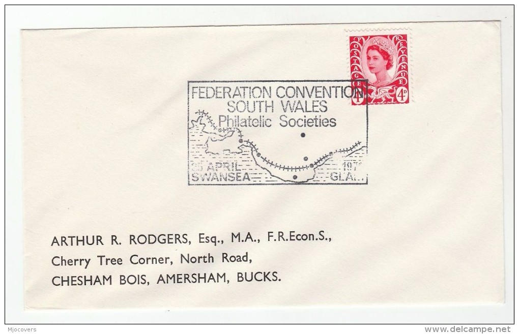 1971 Cover SWANSEA PHILATELIC  FEDERATION  CONVENTION Exhibition Illus WALES MAP Gb Stamps - Philatelic Exhibitions