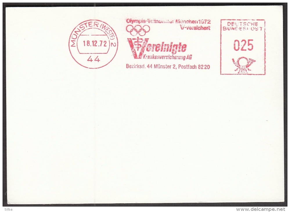 Germany Münster (Westf) 18.12.1972. Olympic Games Munich 1972 / Health Insurance / Machine Stamp - Verano 1972: Munich