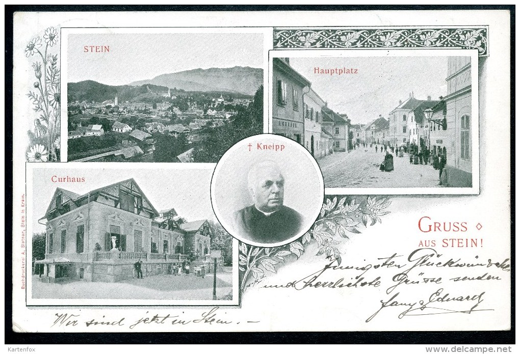 Stein, Kamnik, GRUSS Aus, 19.3.1902, MBK (4), Krain, Curhaus,Hauptplatz, Kneipp, Oberkrain,Gorenjska,Slatnar - Eslovenia