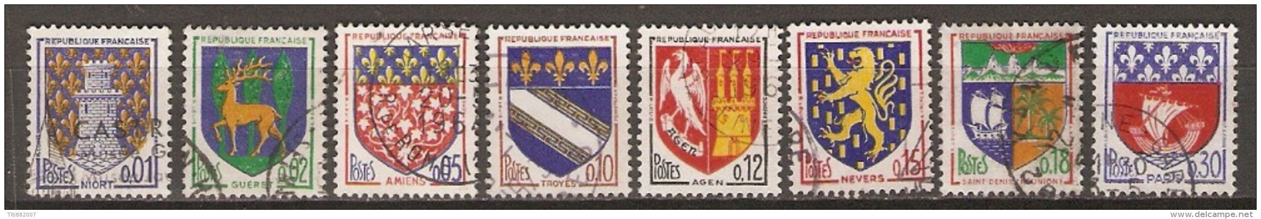 FRANCE   -    1962 .  Y&T N° 1361A à 1354B Oblitérés.  Série Complète.    BLASONS - Oblitérés
