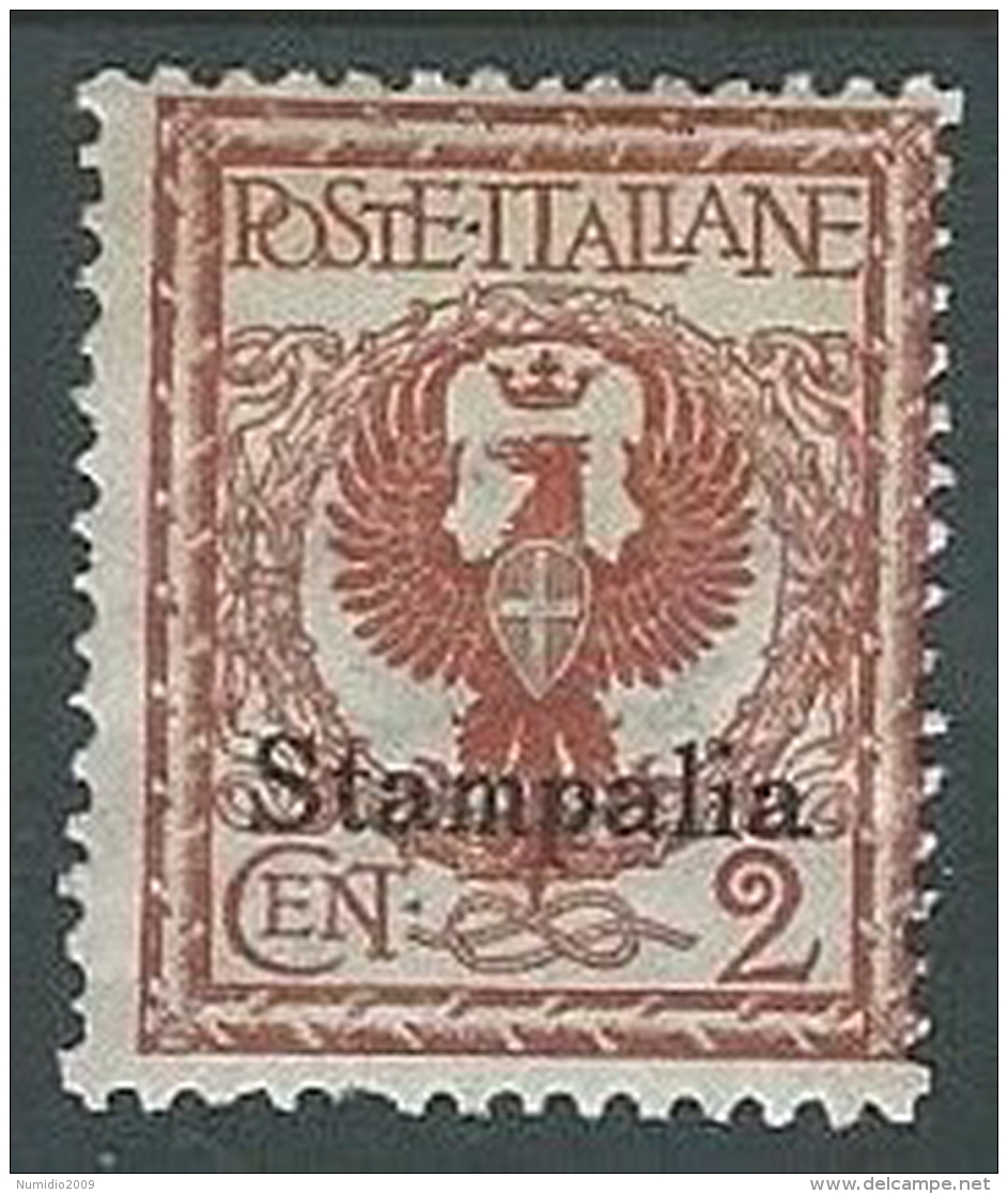 1912 EGEO STAMPALIA AQUILA 2 CENT MH * - K147 - Egée (Stampalia)